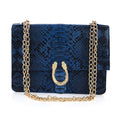 The Pelle Python Collection Handmade 100% Genuine Python Leather Blue Crossbody Bag (11"x8"x3") - Sticky add to cart bar