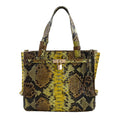 The Pelle Python Collection Handmade 100% Genuine Python Leather Yellow & Brown Tote Bag (12"x10"x4.5") - Sticky add to cart bar