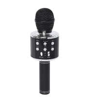 Black Wireless Bluetooth Karaoke Microphone with LED Lights and USB Charger (3.35"x3.27"x10.24")