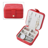 Pink Faux Leather 2 Layer Small Jewelry Box with Velvet Anti Scratch Interior & Button Closure (4.53"x4.53"x2.24")