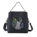 HONG KONG CLOSEOUT Collection Black Color Rose Embossed Pattern Genuine Leather Convertible Tote Bag with Handle and Shoulder Strap (8.66"x7.08"x4.33") - Sticky add to cart bar