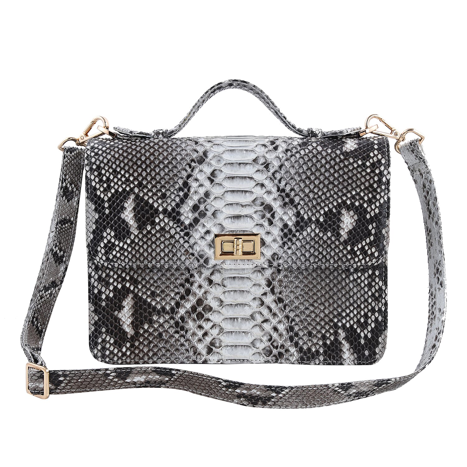 The Pelle Python Collection Handmade 100% Genuine Python Leather Natural Color Crossbody Bag (10"x6.7"x3.9")