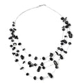 Black Agate and Black Glass Layered Necklace 20 Inches in Silvertone 90.00 ctw - Sticky add to cart bar