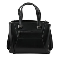 Hong Kong Closeout Collection Black Genuine Leather Crossbody Bag (10.63x4.72x8.46) with Set of 2 Woven & Leather Strap
