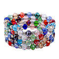 Simulated Blue Sapphire and Austrian Crystal Wrap Bracelet in Silvertone - Sticky add to cart bar