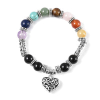 Magnetic by Design Multi Gemstone Seven Chakra Stretch Bracelet in Silvertone 125.00 ctw