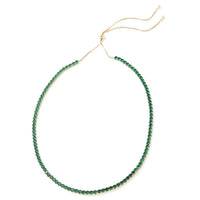 Simulated Emerald Tennis Bolo Necklace 18 Inches in Goldtone