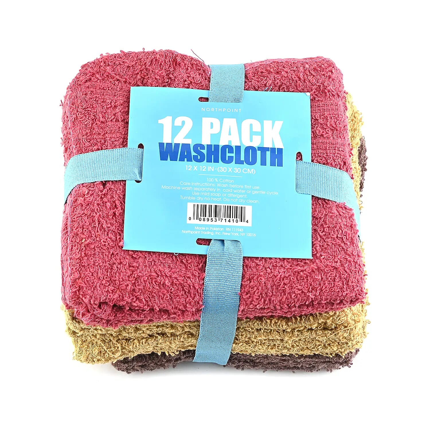Northpoint 12PK Brown, Yellow, Red Wash Cloths (12"x12")