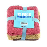 Northpoint 12PK Brown, Yellow, Red Wash Cloths (12"x12")