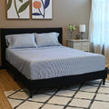 ALL SOULS Striped Denim 4 pc 100% Microfiber Sheet Set with 14 deep pocket - King - Sticky add to cart bar