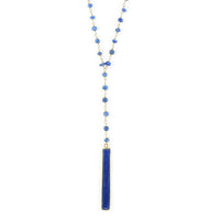 51.50 ctw Blue Sapphire Quartz Bar Beaded Necklace 32 Inches in 14K YG Over Sterling Silver 11.80 Grams