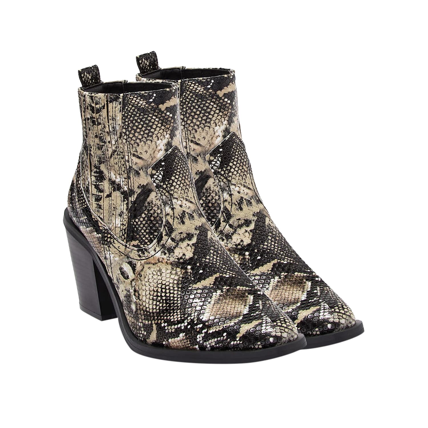 Seven7 Women's Eve Western Snakeskin Embossed Faux Leather Ankle Boots- Size 6