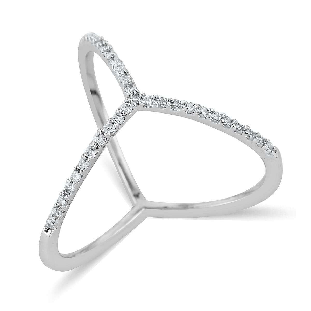 Andante Simulated Diamond Tri-Way Band Ring in Goldtone (Size 7.0) 0.40 ctw (1)