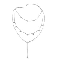 Andante Multi Layered Charm Necklace 18 Inches in Silvertone