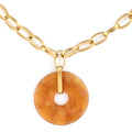 Andante Cable Chain Donut Pendant Necklace with Gold Acrylic Circle (20 Inches) in Goldtone - Sticky add to cart bar
