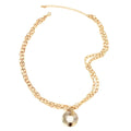 Andante Cable Chain Necklace with Acrylic Beige Circle 18 Inches in Goldtone - Sticky add to cart bar