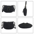 Black 100% Genuine Leather Crossbody Sling Bag (13"x10"x1.5") - Sticky add to cart bar
