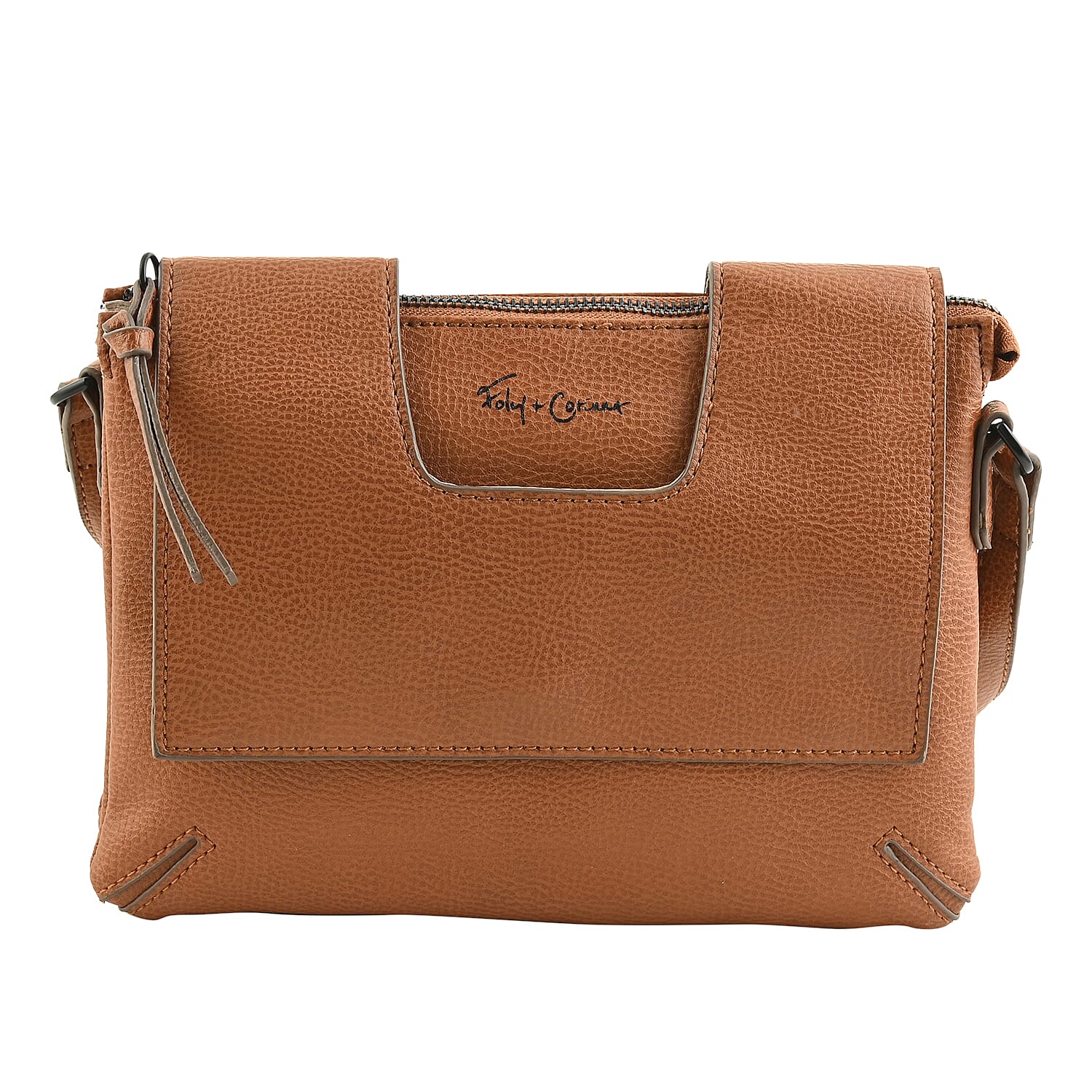 Foley & Corinna Mustard Vegan Leather Flap Crossbody (1)