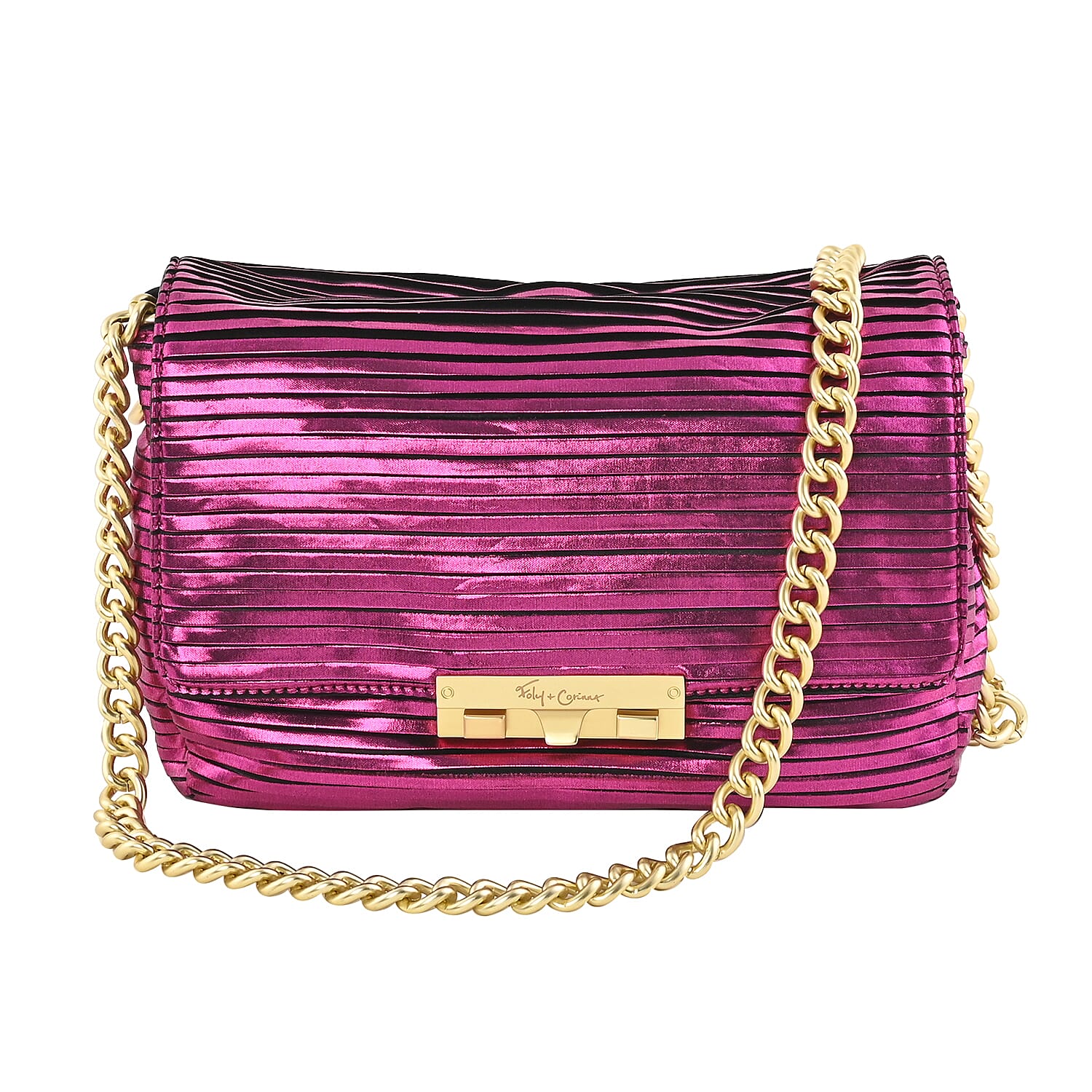 Foley & Corinna Golden Vegan Leather Disco Baguette Crossbody Bag