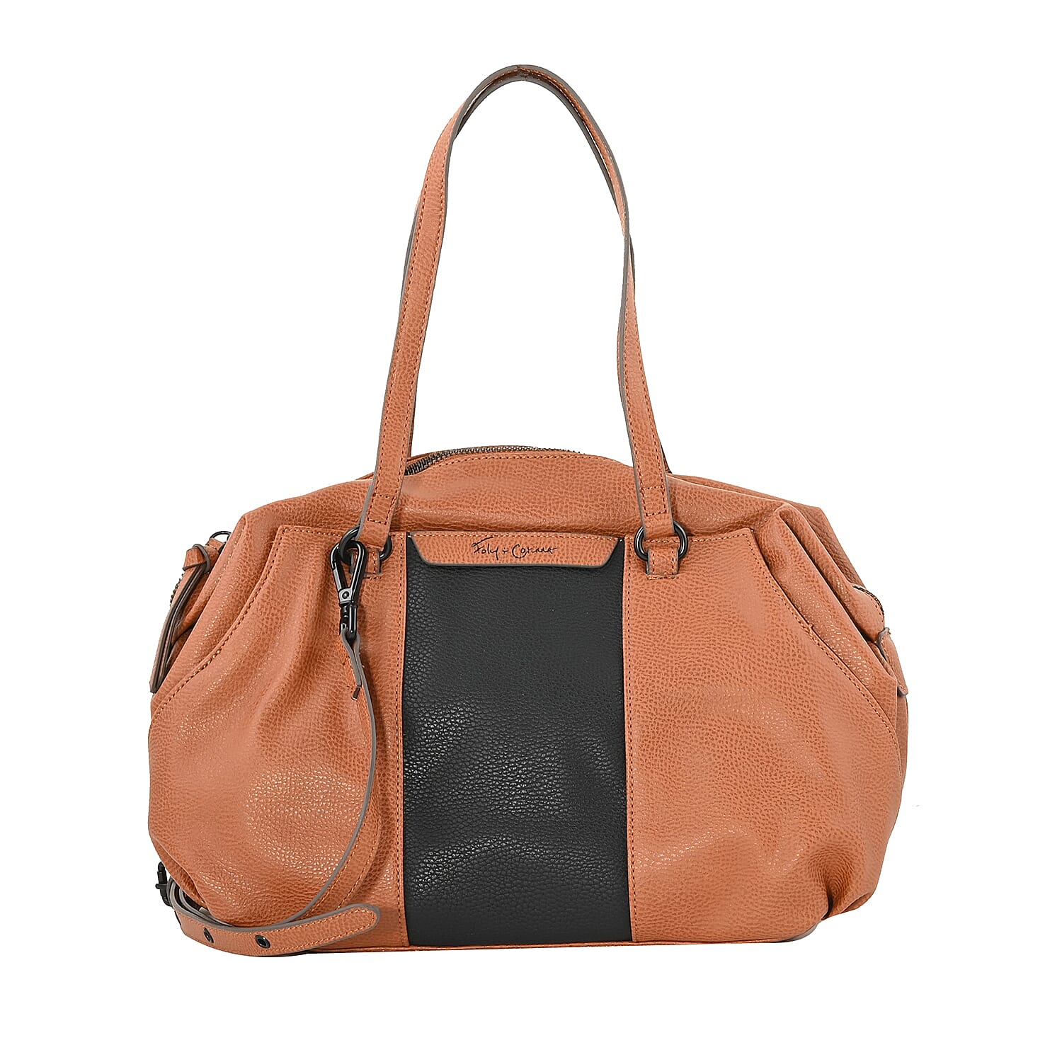 Foley & Corinna Cognac Vegan Leather Hygge Tower Satchel Bag