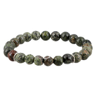 Connemara Marble 150 ctw Bead Bracelet, Beaded Stretch Bracelet, Bracelet in Silvertone, Adjustable Bracelet For Women