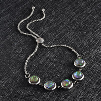 Lab Created White Opal 8mm Beaded Bolo Bracelet in Stainless Steel