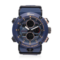 GENOA Japanese and Electronic Movement Multifunctional Key Watch in Navy Blue Silicone Strap (49 mm)