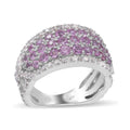 Premium Red Sapphire and Natural White Zircon Infinity Cocktail Ring in Platinum Over Sterling Silver 3.40 ctw - Sticky add to cart bar