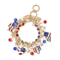 Multi Color Austrian Crystal and Multi Color Glass American Flag Pattern Bracelet in Goldtone (8.00 In) - Sticky add to cart bar