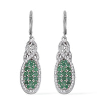Premium Red Sapphire and Natural White Zircon Infinity Cocktail Earrings in Platinum Over Sterling Silver 4.10 ctw