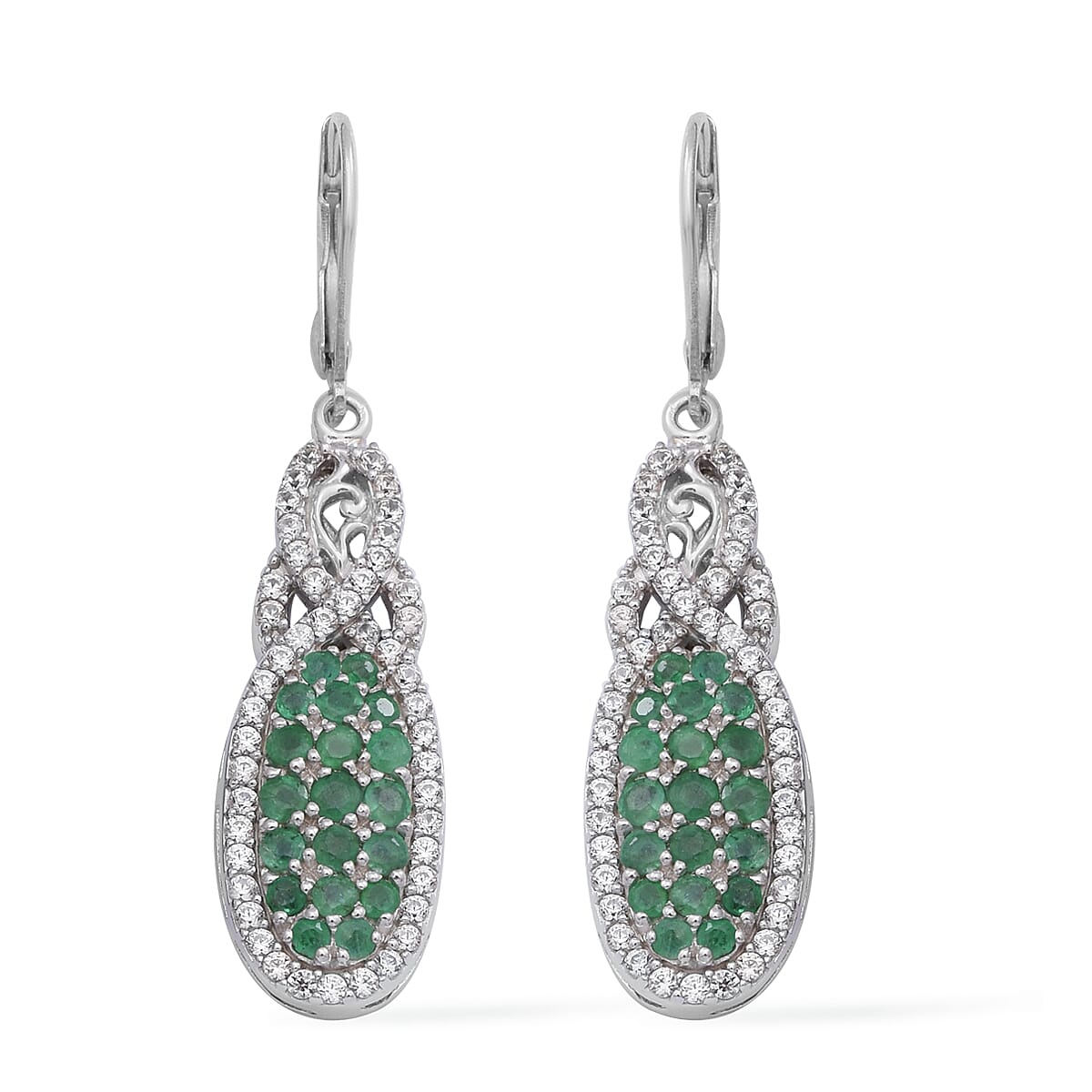 Premium Red Sapphire and Natural White Zircon Infinity Cocktail Earrings in Platinum Over Sterling Silver 4.10 ctw (1)