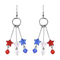 Simulated Red Color Resin, Multi Color Glass Stylish Half Hoop Earrings with Tri-color Star Charms in Silvertone & Stainless Steel , Tarnish-Free, Waterproof, Sweat Proof Jewelry - Sticky add to cart bar