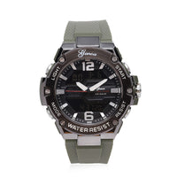 GENOA Japanese and Electronic Movement Multifunctional Key Watch in Army Green Silicone Strap (48 mm)