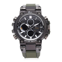 GENOA Japanese and Electronic Movement Multifunctional Key Watch in Blacktone Army Green Silicone Strap (46 mm)