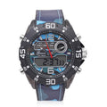 GENOA Japanese and Electronic Movement Multifunctional Key Watch with Camouflage Blue Faux Leather Strap - Sticky add to cart bar