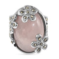 Galilea Rose Quartz and Swiss Marcasite Ring in Stainless Steel (Size 7.0) 18.60 ctw - Sticky add to cart bar