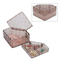 Brown Diamond Pattern Two Layer Jewelry Organizer with 2 Removable Tray - Sticky add to cart bar