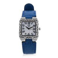 EON 1962 Swiss Movement Sterling Silver MOP Dial Watch with Blue Leather Band (28 g)
