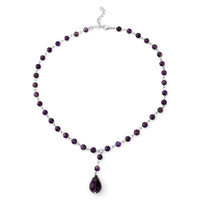 Galilea Rose Quartz Beaded Lariat Necklace 18 Inches in Silvertone 79.00 ctw