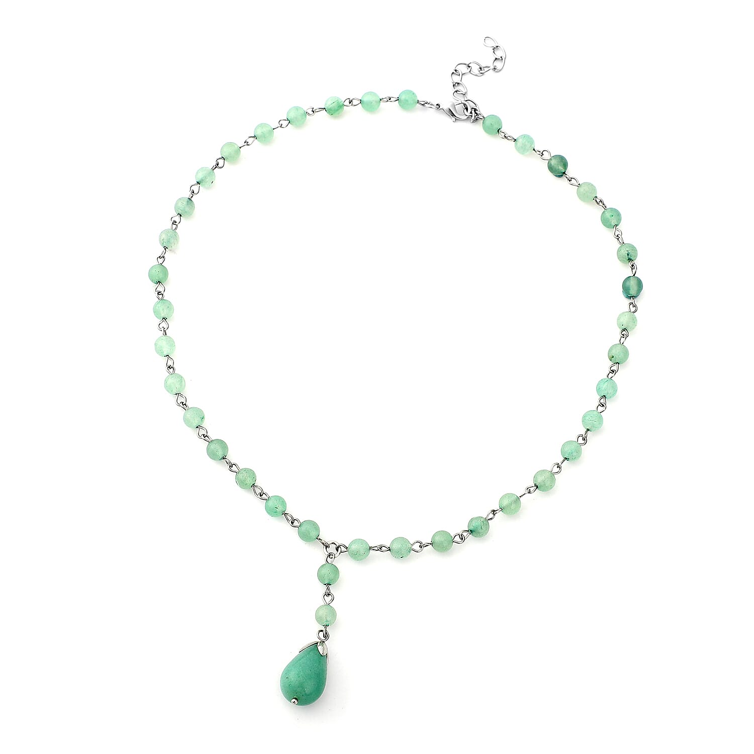 Galilea Rose Quartz Beaded Lariat Necklace 18 Inches in Silvertone 79.00 ctw