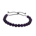Amethyst Beaded Bolo Bracelet in Stainless Steel 15.80 ctw - Sticky add to cart bar