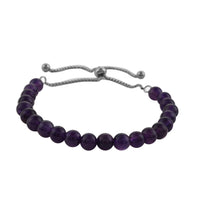 Amethyst Beaded Bolo Bracelet in Stainless Steel 15.80 ctw