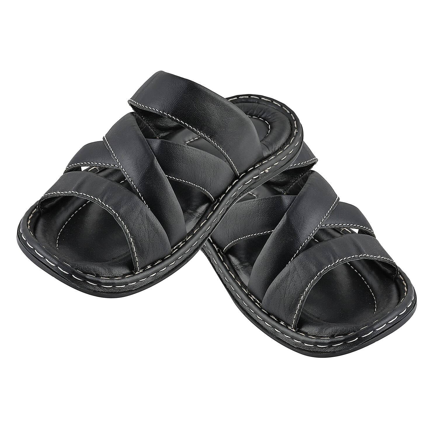 Martin 100% Genuine Leather Men's Black Multi Strap Sandal (Size 7)
