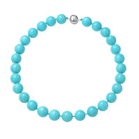 Ankur's Treasure Chest Sleeping Beauty Color Shell Pearl 15-17mm Necklace (20 Inches) in Rhodium Over Sterling Silver