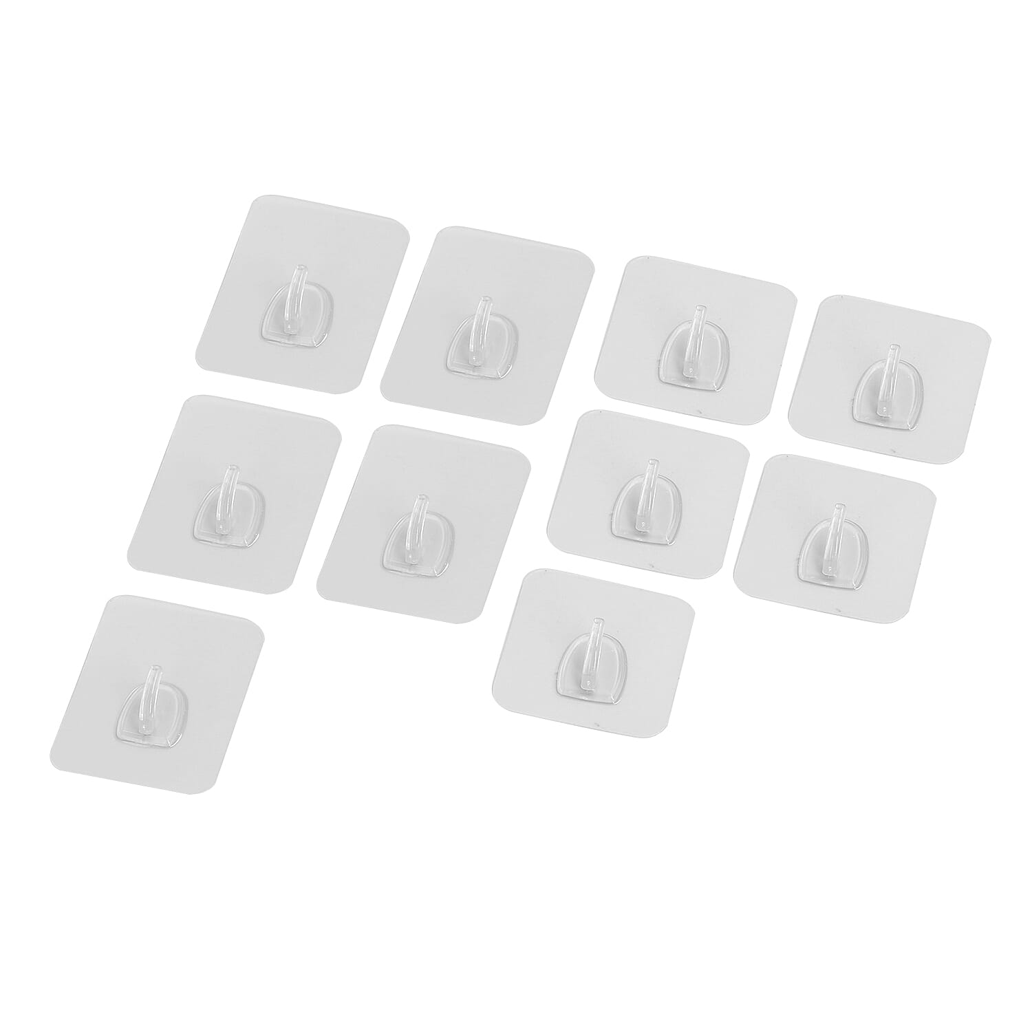 Set of 10 Faux Leather Transparent Removable Magic Hooks (3.15x2.36, 2.36x2.36)