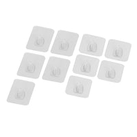 Set of 10 Faux Leather Transparent Removable Magic Hooks (3.15x2.36, 2.36x2.36)