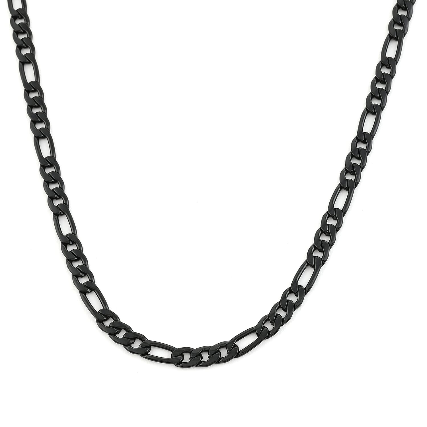 Figaro Necklace 24 Inches in ION Plated Black Stainless Steel 22.40 Grams