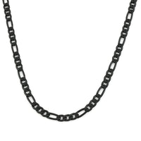 Figaro Necklace 24 Inches in ION Plated Black Stainless Steel 22.40 Grams
