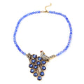 Simulated Blue Magic Color Topa and Blue Austrian Crystal Peacock Necklace 21 Inches in Goldtone - Sticky add to cart bar