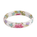 Ceramic Bird and Flower Pattern Bangle Bracelet (8.25 In) - Sticky add to cart bar